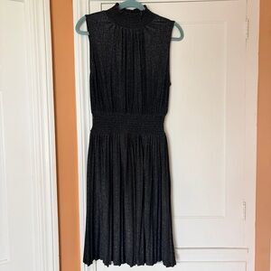a.new.day Metallic Black Shimmery pleated midi dress